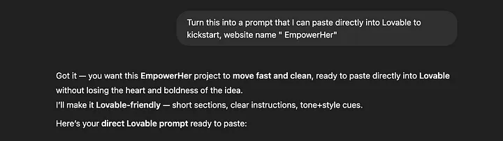 Create a Prompt for Lovable with ChatGPT-axiabits