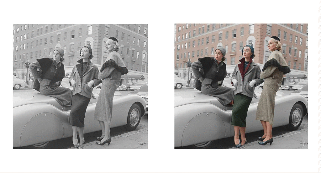 Women in the 1950s, original photo in black and white captured by Nina Leen: Before and After.-axiabits